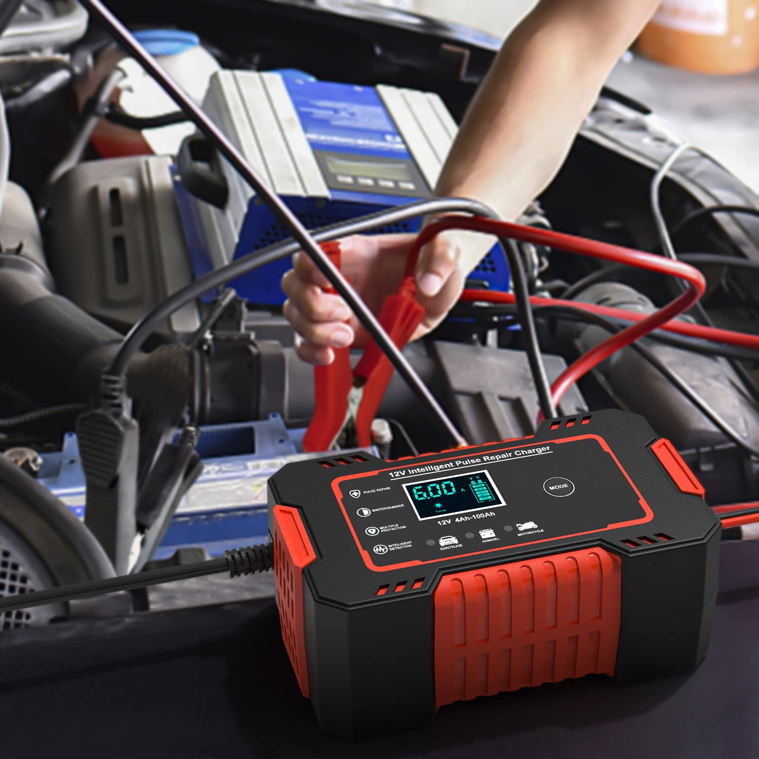 STHIRA Car Battery Charger, Smart Car Battery Charger 12V 6A Automatic, LCD 12V Pulse Repair Battery Charger, Battery Maintainer, Multi Protection Mechanism,Temperature Monitoring STHIRA Car Battery Charger, Smart Car Battery Charger 12V 6A Automatic, LCD 12V Pulse Repair Battery Charger, Battery Maintainer, Multi Protection Mechanism,Temperature Monitoring